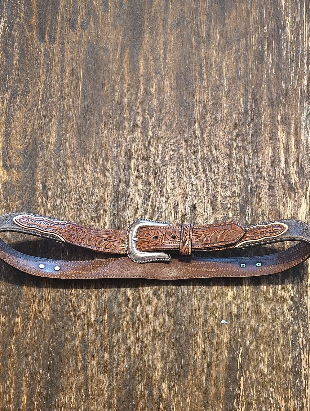 Nocona Men's 36" Cowboy Prayer Tooled Leather Belt in Brown with Silver Buckle